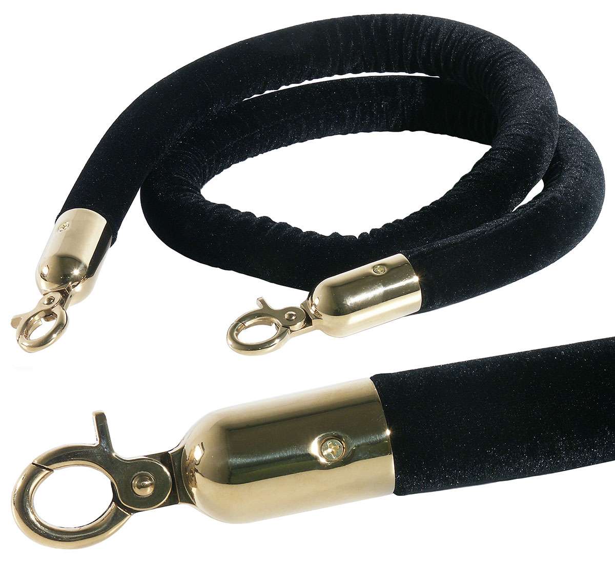 Samtkordel für Absperrständer, Farbe schwarz, Karabiner vergoldet