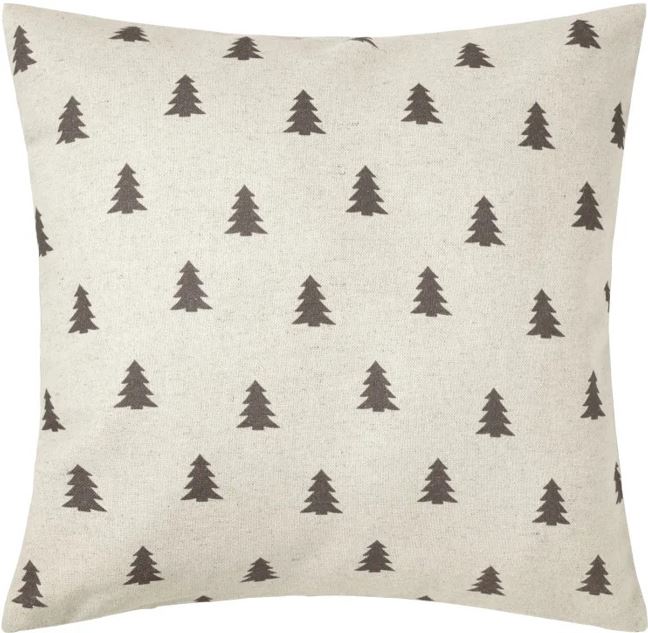Dekokissen creme mit grauen Tannenbäumen