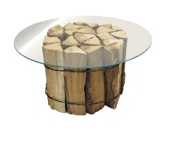 Loungetisch Scheitlholz mit Glasplatte