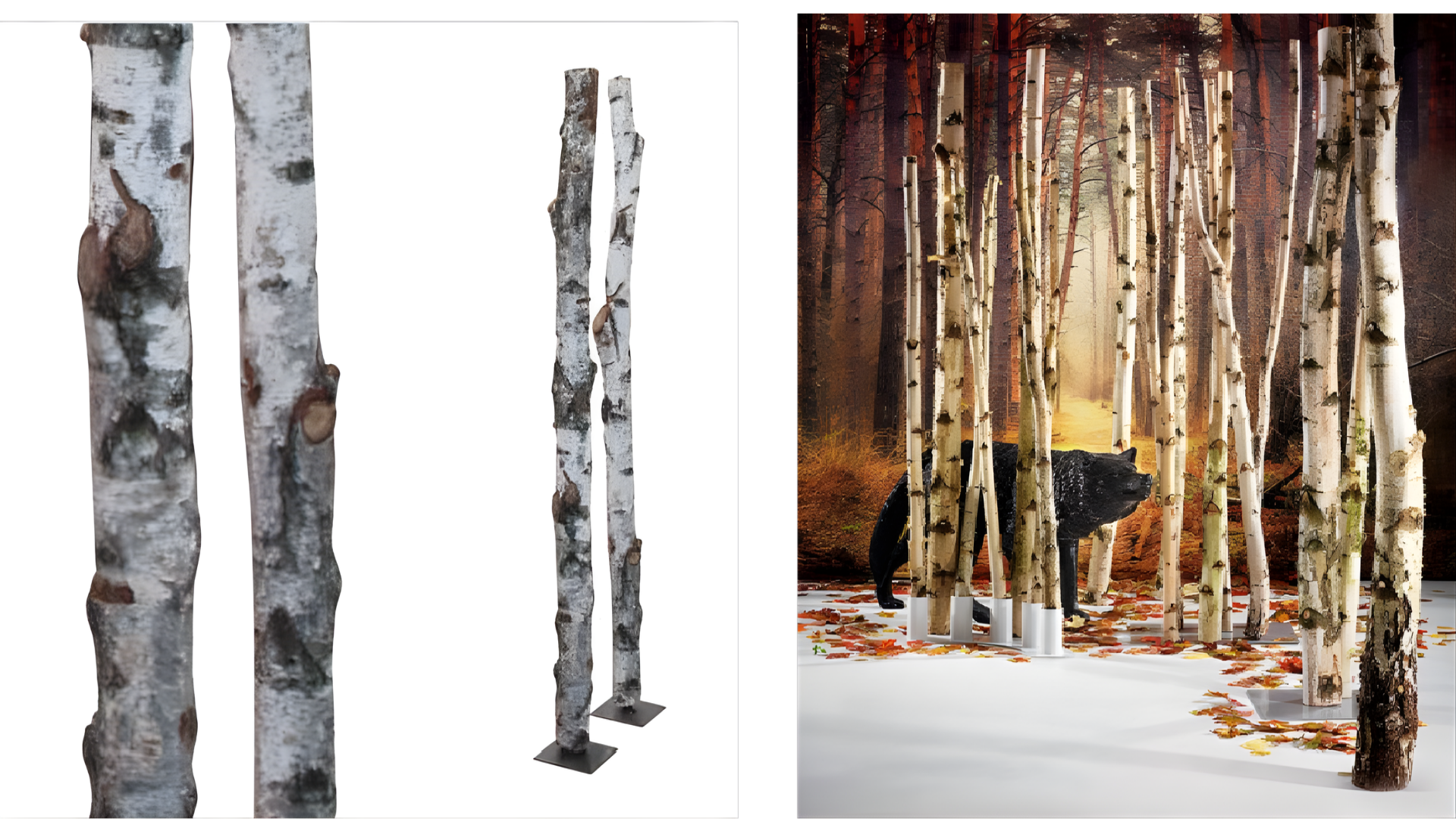 Birkenstamm mit Bodenplatte