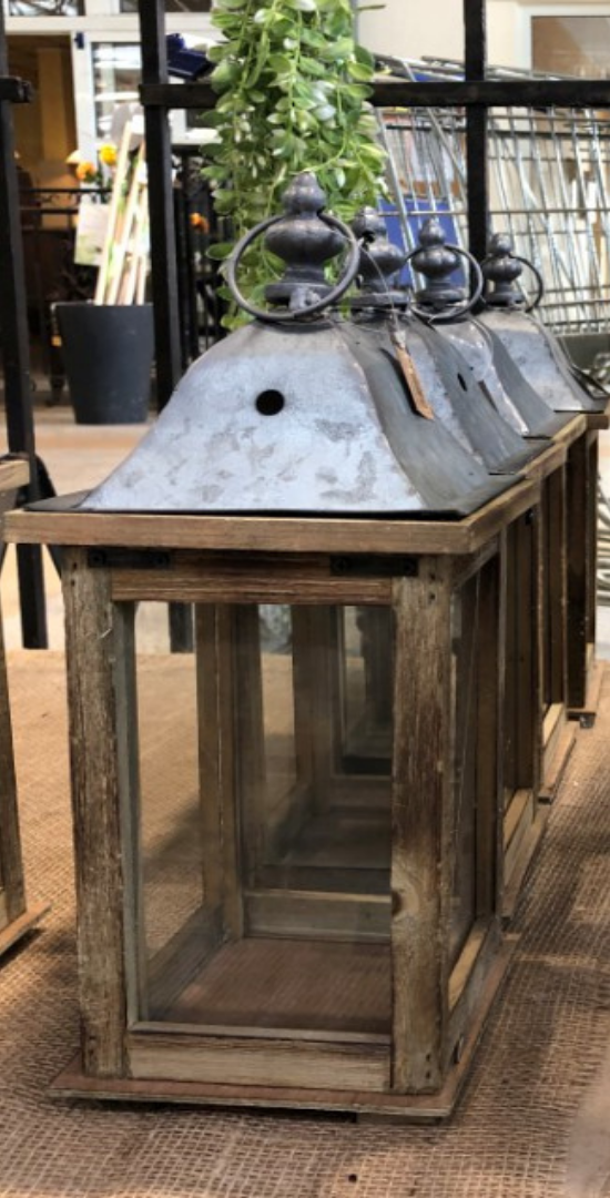 Deko Holzlaterne L 16 x B 16 x H 55 cm