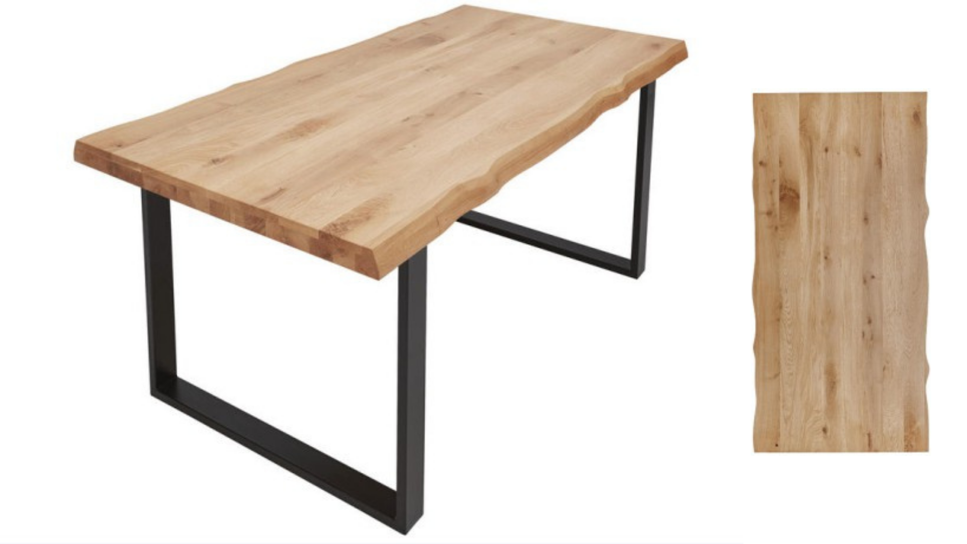 Tisch Alpin mit Baumkante 180cm, Tischfuß U-Form